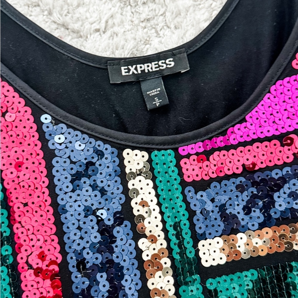 Like New! Express Vibrant Sequin Tank - Size S - Picture 3 of 5